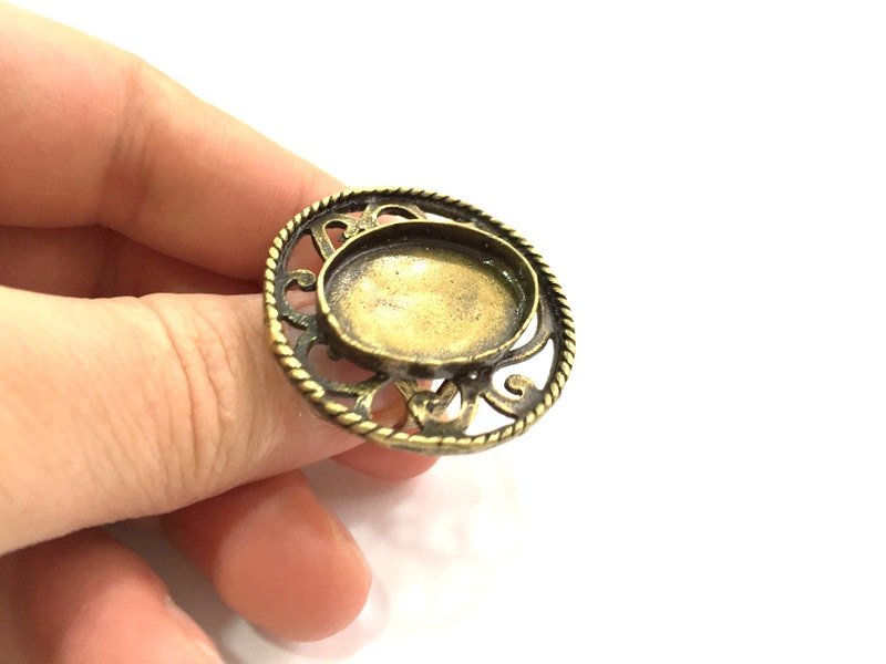 Adjustable Ring Blank, (25x18mm blank ) Antique Bronze Plated Brass G5573
