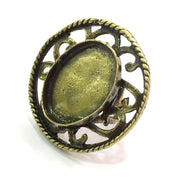 Adjustable Ring Blank, (25x18mm blank ) Antique Bronze Plated Brass G5573