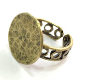 Adjustable Ring Blank, (15mm blank ) Antique Bronze Plated Brass G5574