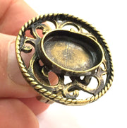 Adjustable Ring Blank, (18x13mm blank ) Antique Bronze Plated Brass G5575