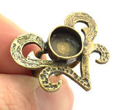 Antique Bronze Ring Blank Base Bezel Settings Cabochon Base Mountings Adjustable  (10mm blank ) Antique Bronze Plated Brass G5578