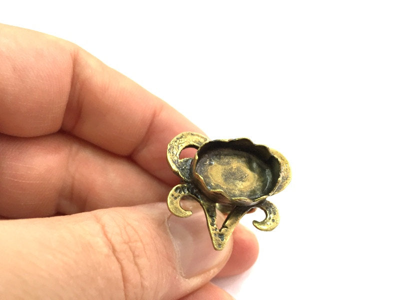 Adjustable Ring Blank, (18x13mm blank ) Antique Bronze Plated Brass G5579