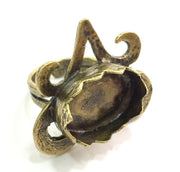 Adjustable Ring Blank, (18x13mm blank ) Antique Bronze Plated Brass G5579