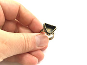 Adjustable Ring Blank, (15x15x15mm triangle blank ) Antique Bronze Plated Brass G5580
