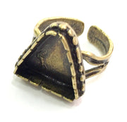 Adjustable Ring Blank, (15x15x15mm triangle blank ) Antique Bronze Plated Brass G5580