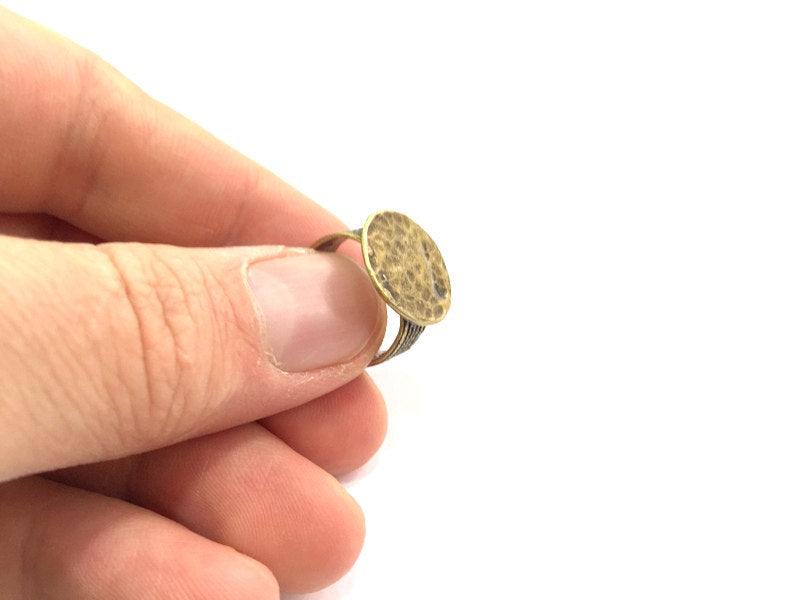 Antique Bronze Ring Blank Base Bezel Settings Cabochon Base Mountings Adjustable (15mm blank ) Antique Bronze Plated Brass G5518