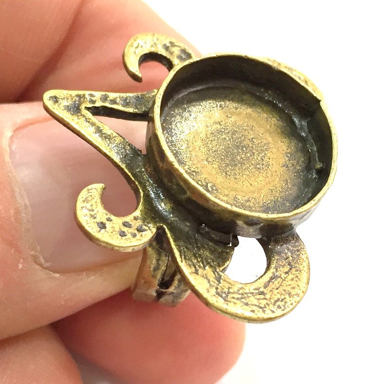Adjustable Ring Blank, (16mm blank ) Antique Bronze Plated Brass G5582