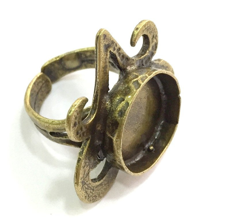 Adjustable Ring Blank, (16mm blank ) Antique Bronze Plated Brass G5582