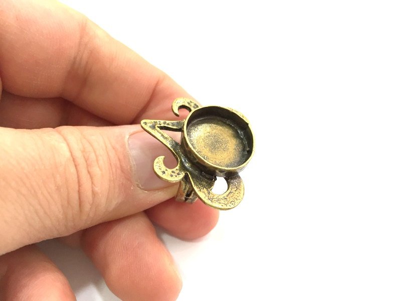 Adjustable Ring Blank, (16mm blank ) Antique Bronze Plated Brass G5582