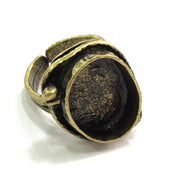 Antique Bronze Ring Blank Base Bezel Settings Cabochon Base Mountings Adjustable Ring, (18x13mm blank ) Antique Bronze Plated Brass G5586