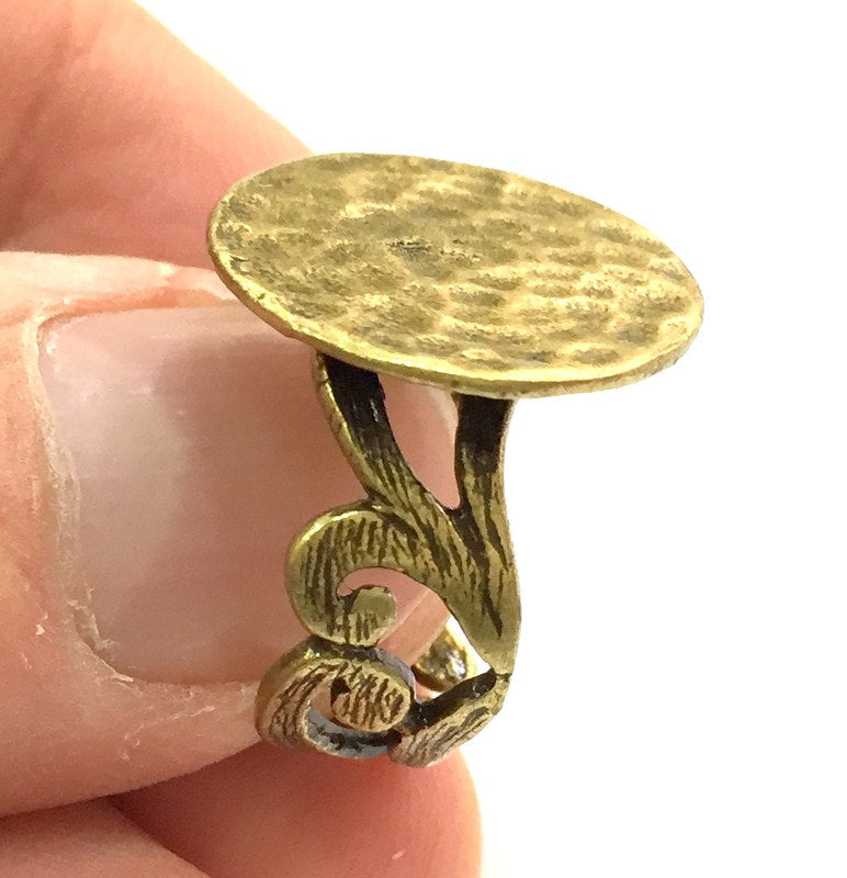 Adjustable Ring Blank, (15mm blank ) Antique Bronze Plated Brass G5588