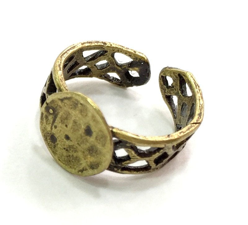 Adjustable Ring Blank, (10mm blank ) Antique Bronze Plated Brass G5591
