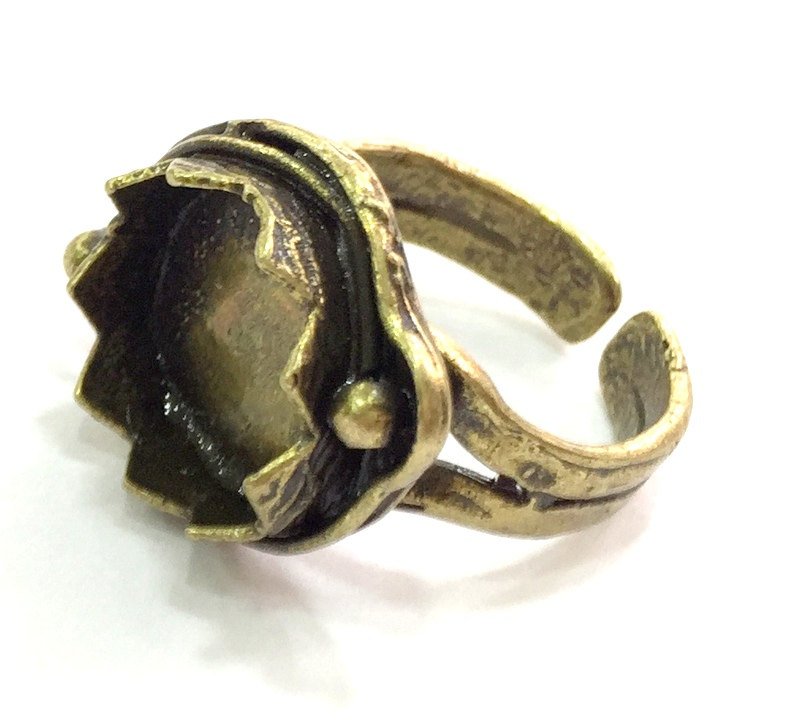 Adjustable Ring Blank, (15mm blank ) Antique Bronze Plated Brass G5592