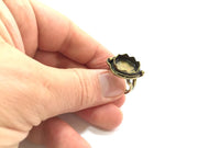 Adjustable Ring Blank, (15mm blank ) Antique Bronze Plated Brass G5592