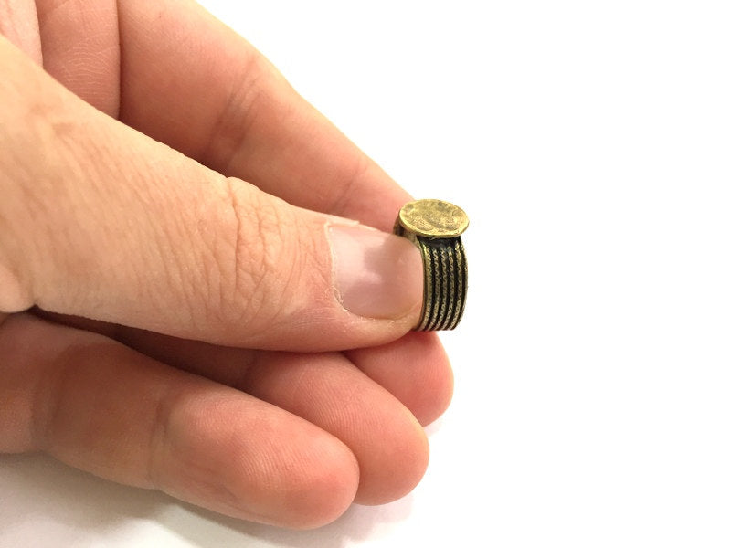 Ring Blank Base Bezel Setting Adjustable  Blank, (10mm blank ) Antique Bronze Plated Brass G5599