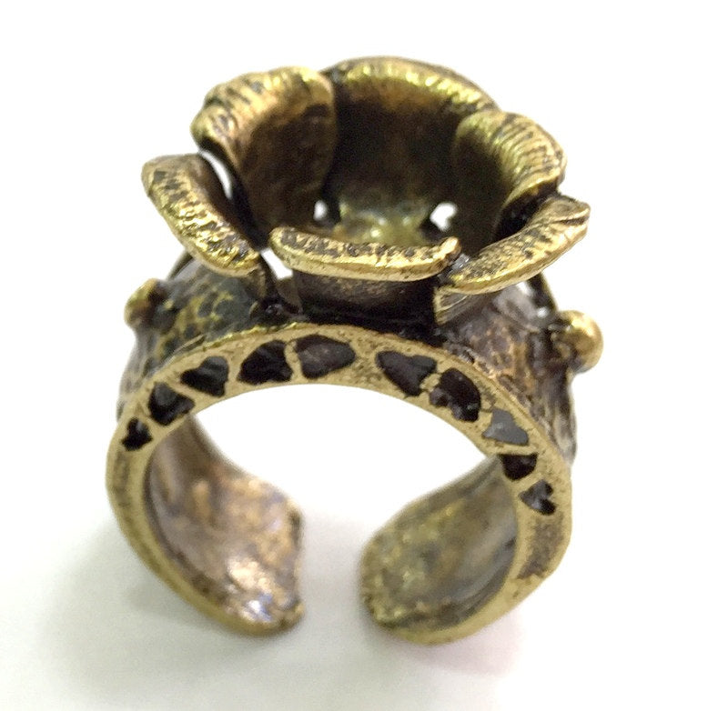 Adjustable Ring Blank, (12mm blank ) Antique Bronze Plated Brass G5534