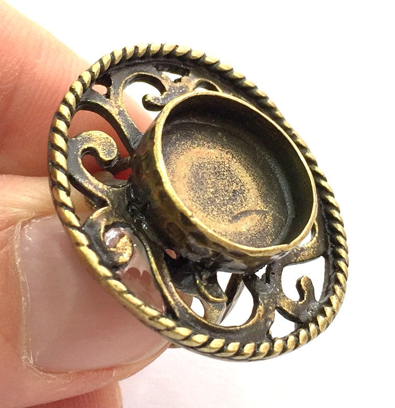 Adjustable Ring Blank, (16mm blank ) Antique Bronze Plated Brass G5539