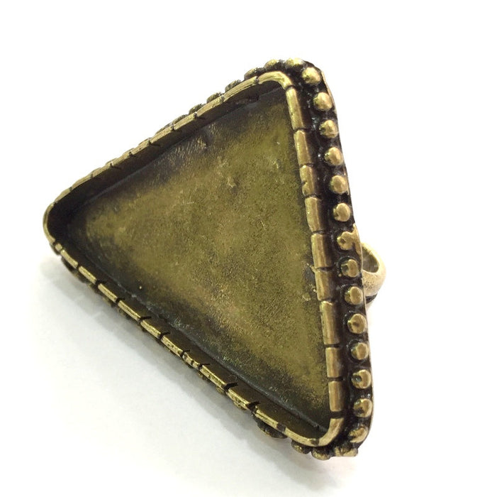 Adjustable Ring Blank, (35x30x30mm triangle blank ) Antique Bronze Plated Brass G5542