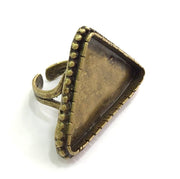 Adjustable Ring Blank, (35x30x30mm triangle blank ) Antique Bronze Plated Brass G5542