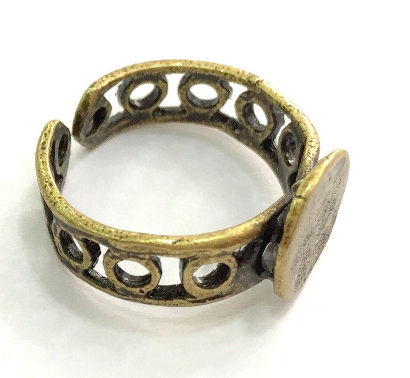 Adjustable Ring Blank, (10mm blank ) Antique Bronze Plated Brass G5546