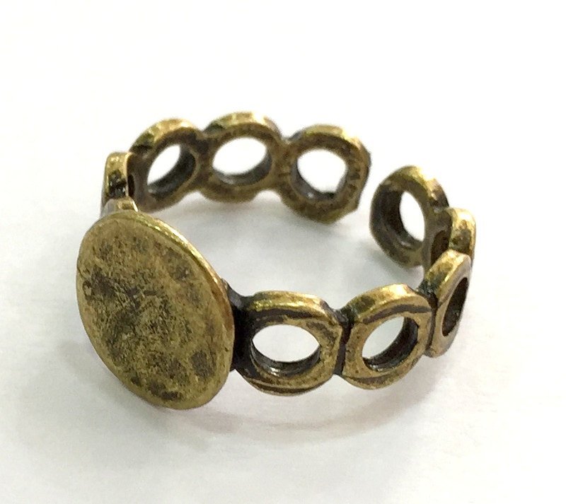 Adjustable Ring Blank, (10mm blank ) Antique Bronze Plated Brass G5547
