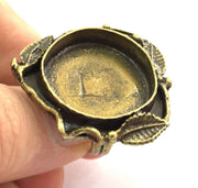 Adjustable Ring Blank, (25mm blank ) Antique Bronze Plated Brass G5548
