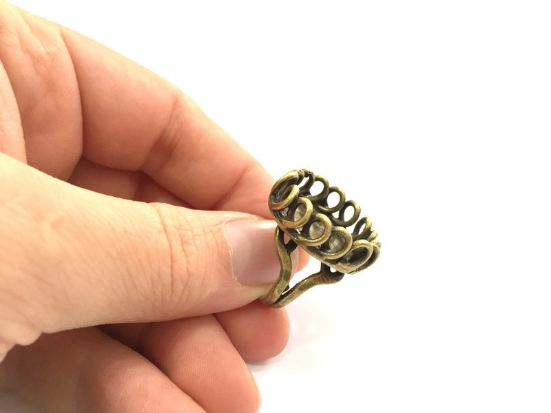 Adjustable Ring Blank, (20mm blank ) Antique Bronze Plated Brass G5549