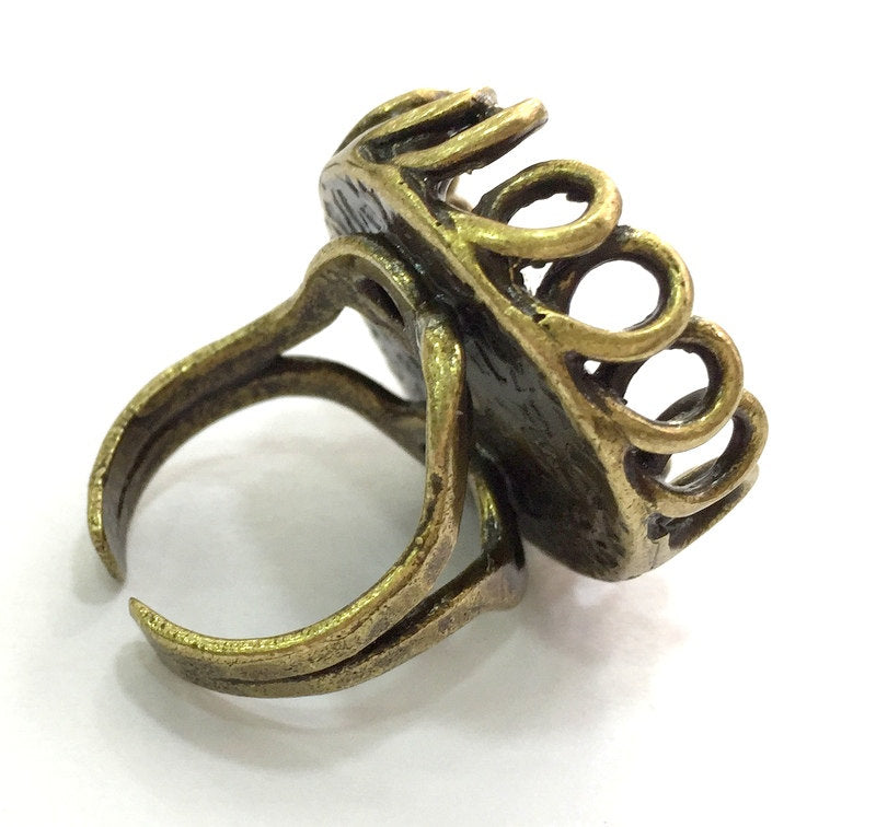 Adjustable Ring Blank, (20mm blank ) Antique Bronze Plated Brass G5549