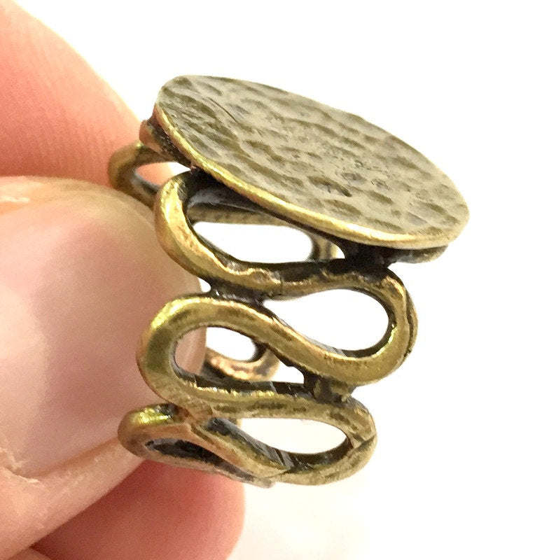 Adjustable Ring Blank, (20mm blank ) Antique Bronze Plated Brass G5552