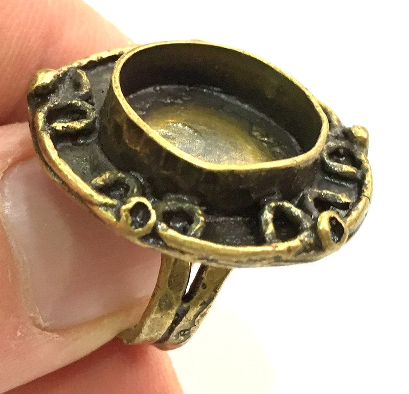 Adjustable Ring Blank, (16mm blank ) Antique Bronze Plated Brass G5553