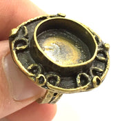 Adjustable Ring Blank, (16mm blank ) Antique Bronze Plated Brass G5553