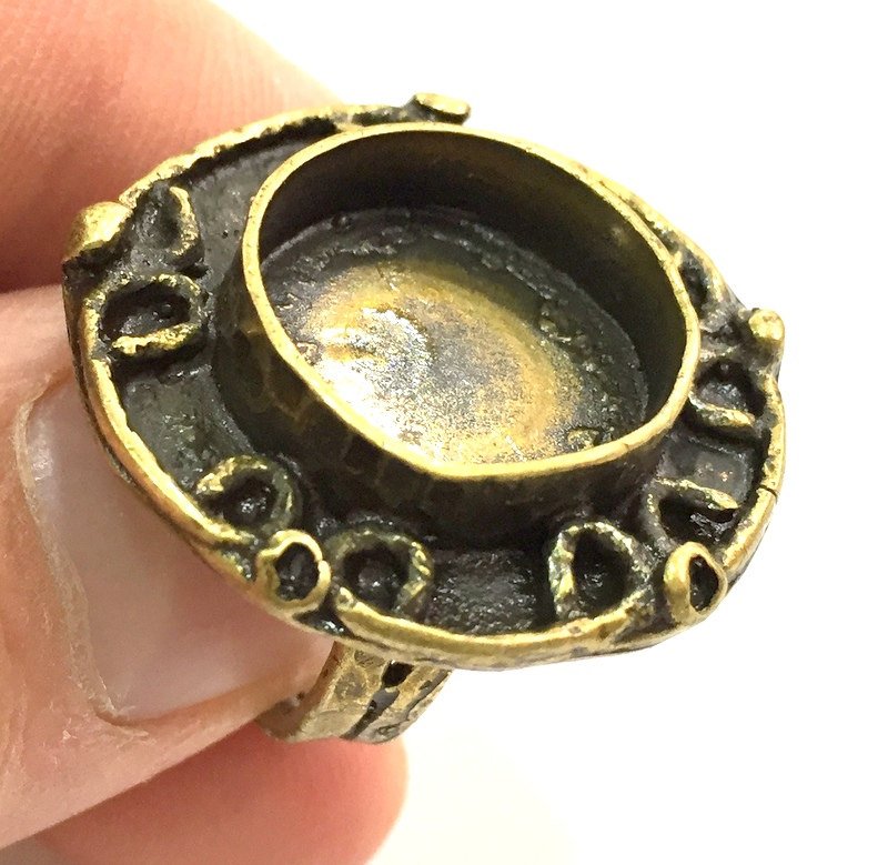 Adjustable Ring Blank, (16mm blank ) Antique Bronze Plated Brass G5553