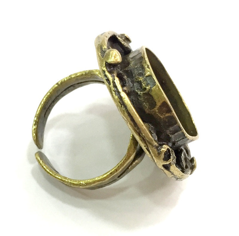 Adjustable Ring Blank, (16mm blank ) Antique Bronze Plated Brass G5553