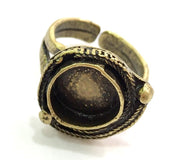 Adjustable Ring Blank, (10mm blank ) Antique Bronze Plated Brass G5540