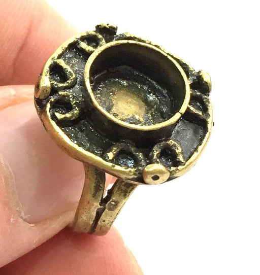 Adjustable Ring Blank, (10mm blank ) Antique Bronze Plated Brass G5557