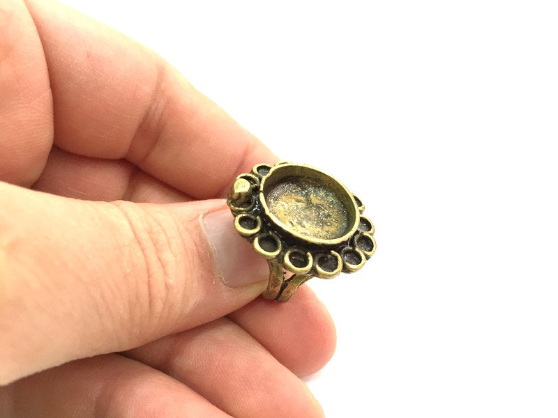Adjustable Ring Blank, (16mm blank ) Antique Bronze Plated Brass G5558
