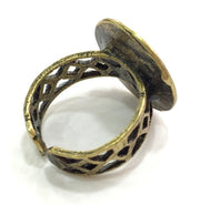 Adjustable Ring Blank, (15mm blank ) Antique Bronze Plated Brass G5560