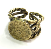 Adjustable Ring Blank, (15mm blank ) Antique Bronze Plated Brass G5561