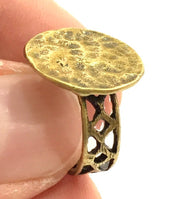 Adjustable Ring Blank, (15mm blank ) Antique Bronze Plated Brass G5560