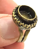 Ring Blank Base Bezel Setting Adjustable  Blank, (10mm blank ) Antique Bronze Plated Brass G5563