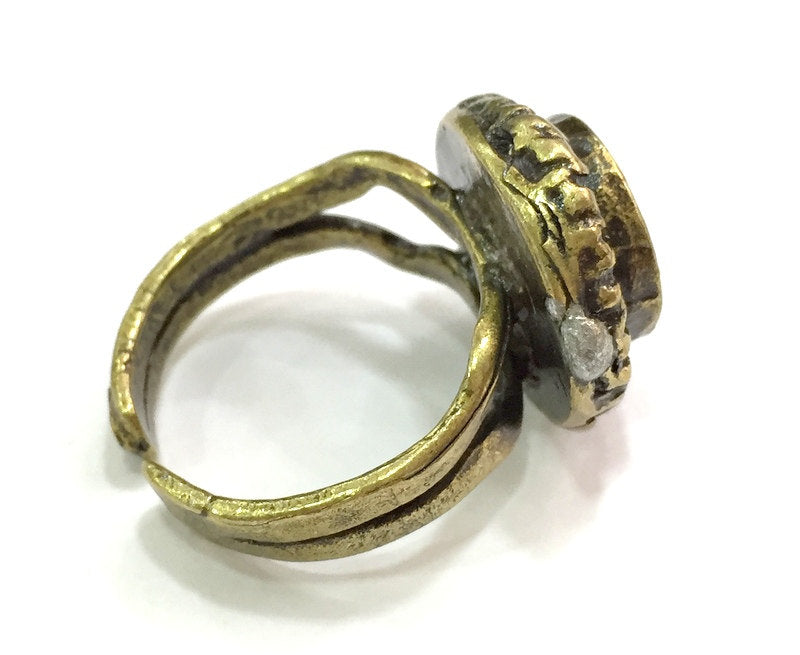 Ring Blank Base Bezel Setting Adjustable  Blank, (10mm blank ) Antique Bronze Plated Brass G5563