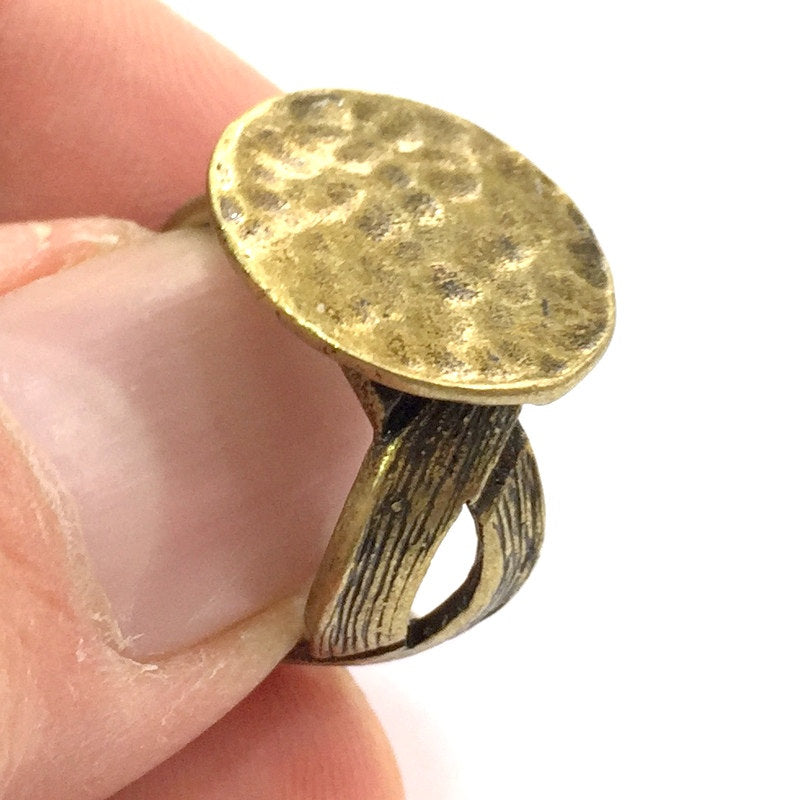 Adjustable Ring Blank, (15mm blank ) Antique Bronze Plated Brass G5566