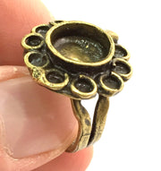 Adjustable Ring Blank, (10mm blank ) Antique Bronze Plated Brass G5571