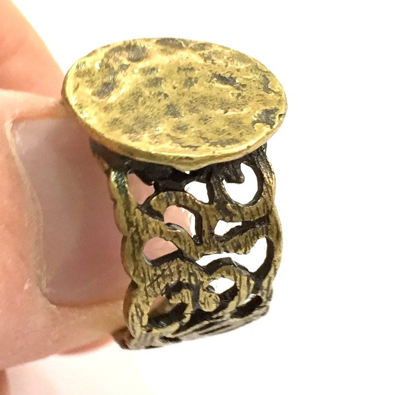 Antique Bronze Ring Blank Ring Bezel Adjustable  (15mm blank ) Antique Bronze Plated Brass G5572