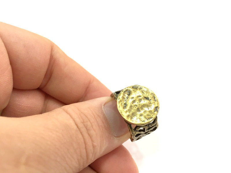 Antique Bronze Ring Blank Ring Bezel Adjustable  (15mm blank ) Antique Bronze Plated Brass G5572