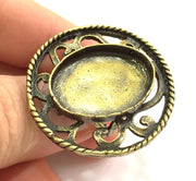 Adjustable Ring Blank, (25x18mm blank ) Antique Bronze Plated Brass G5573