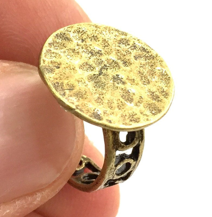 Adjustable Ring Blank, (15mm blank ) Antique Bronze Plated Brass G5574