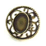 Adjustable Ring Blank, (18x13mm blank ) Antique Bronze Plated Brass G5575
