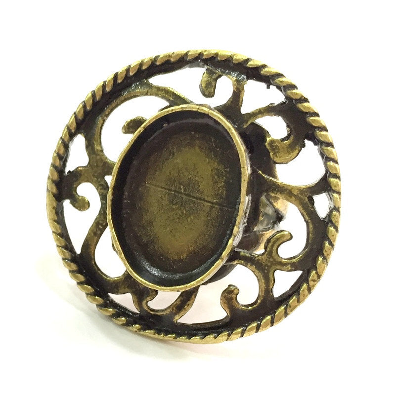 Adjustable Ring Blank, (18x13mm blank ) Antique Bronze Plated Brass G5575