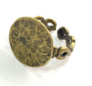 Adjustable Ring Blank, (15mm blank ) Antique Bronze Plated Brass G5576
